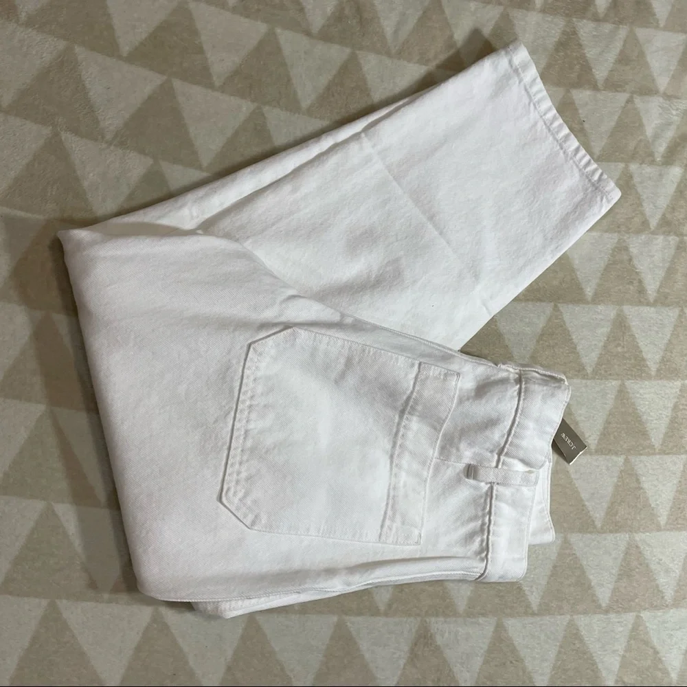 J crew high rise patch pocket straight leg jeans white